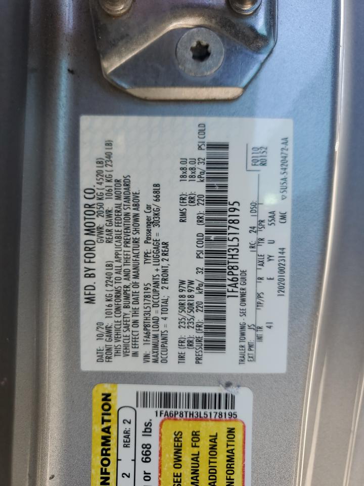 2020 Ford Mustang VIN: 1FA6P8TH3L5178195 Lot: 57035695