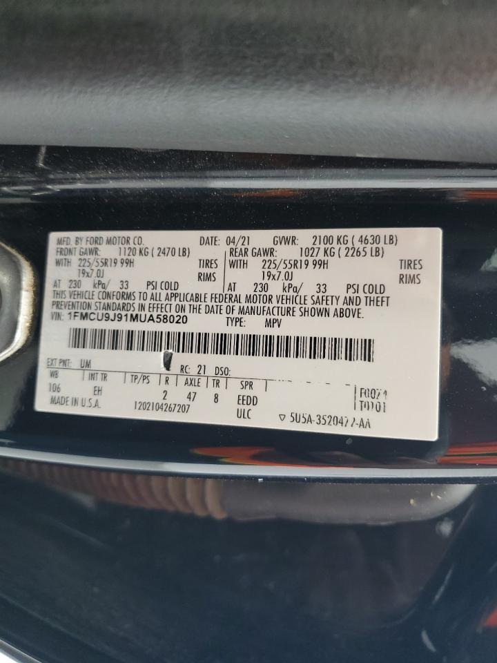 2021 Ford Escape at AZ - Phoenix: 1FMCU9J91MU****** - Copart