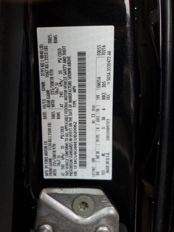2014 Ford Escape Se VIN: 1FMCU9G99EUB20062 Lot: 57948485