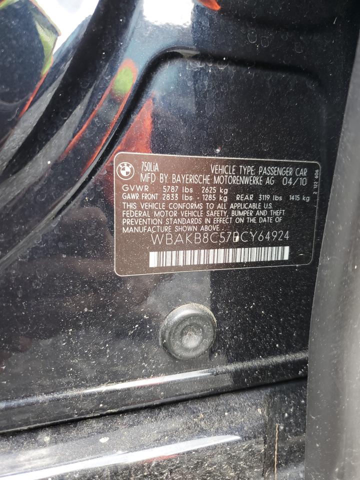 2011 BMW 750 Li VIN: WBAKB8C57BCY64924 Lot: 58393765