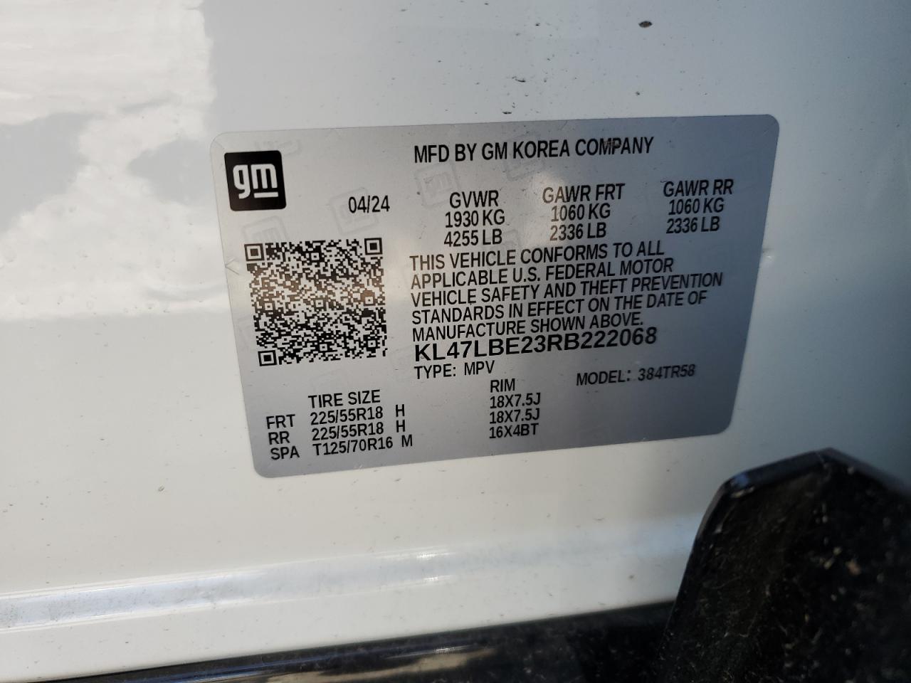 2024 Buick Envista Sport Touring VIN: KL47LBE23RB222068 Lot: 55936055