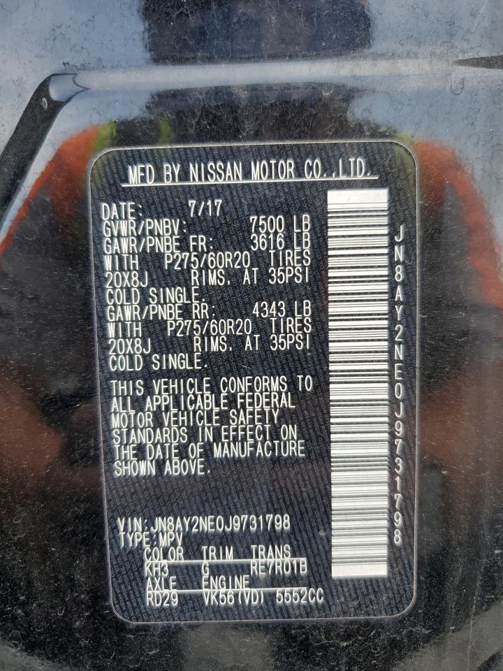 2018 Nissan Armada Platinum VIN: JN8AY2NE0J9731798 Lot: 57714145