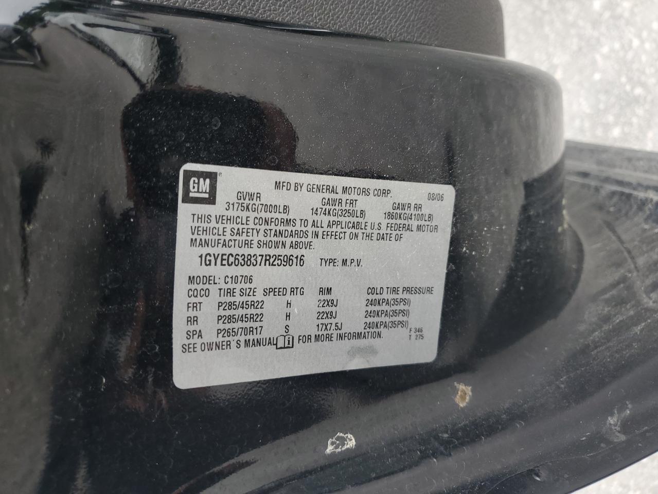 2007 Cadillac Escalade Luxury VIN: 1GYEC63837R259616 Lot: 56888255