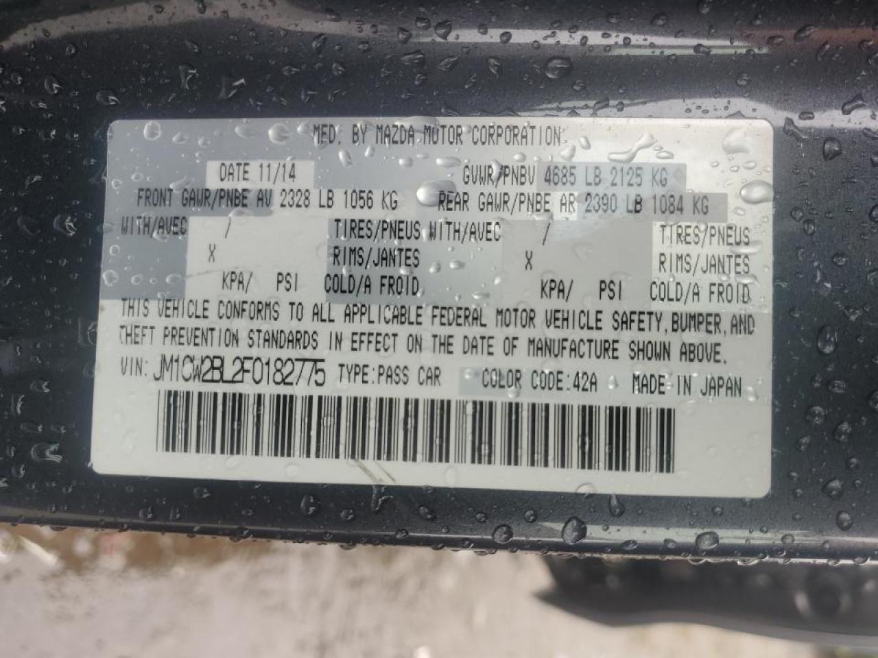 2015 Mazda 5 Sport VIN: JM1CW2BL2F0182775 Lot: 56796415