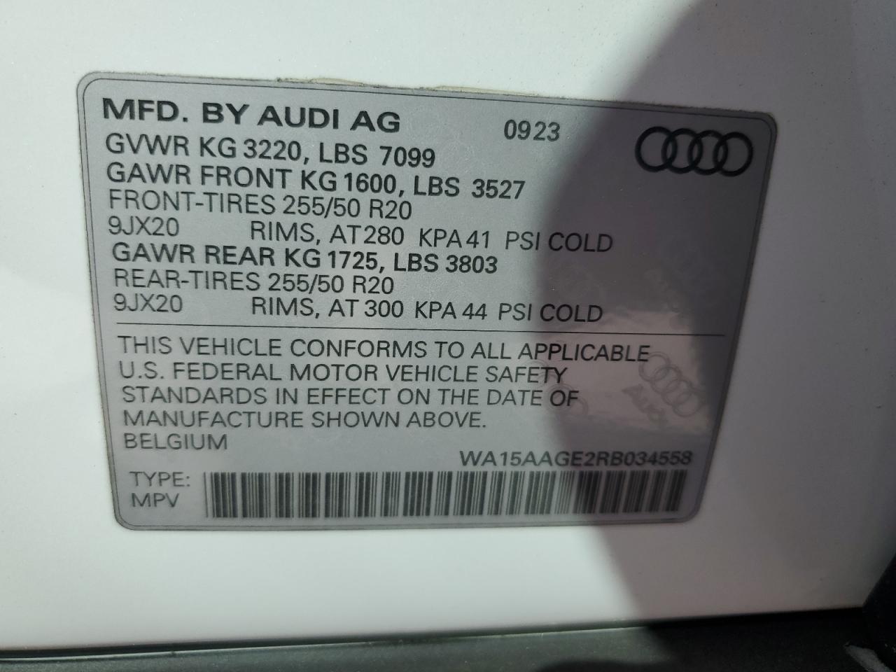 2024 Audi Q8 E-Tron Premium Plus VIN: WA15AAGE2RB034558 Lot: 56741665