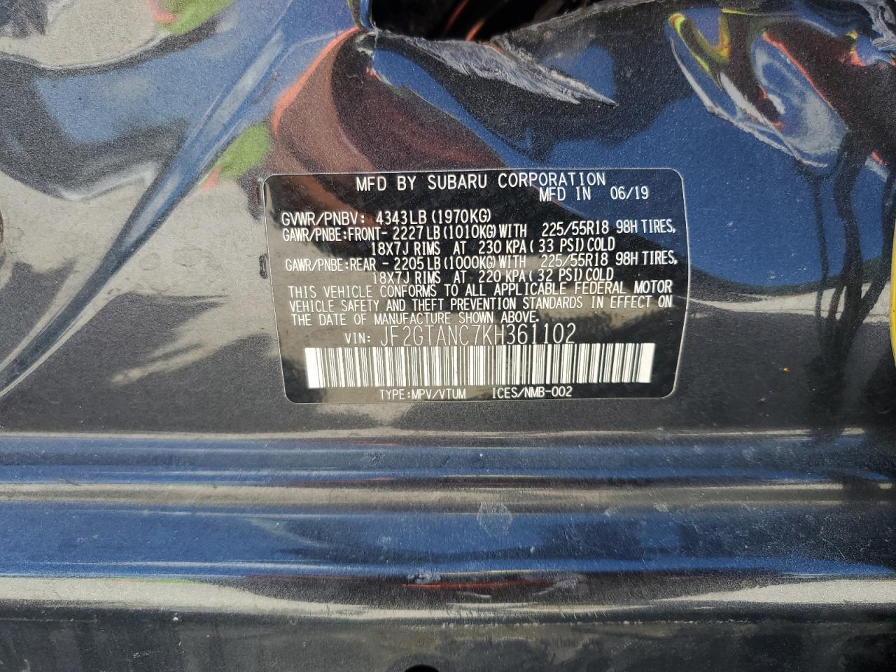 2019 Subaru Crosstrek Limited VIN: JF2GTANC7KH361102 Lot: 56679245