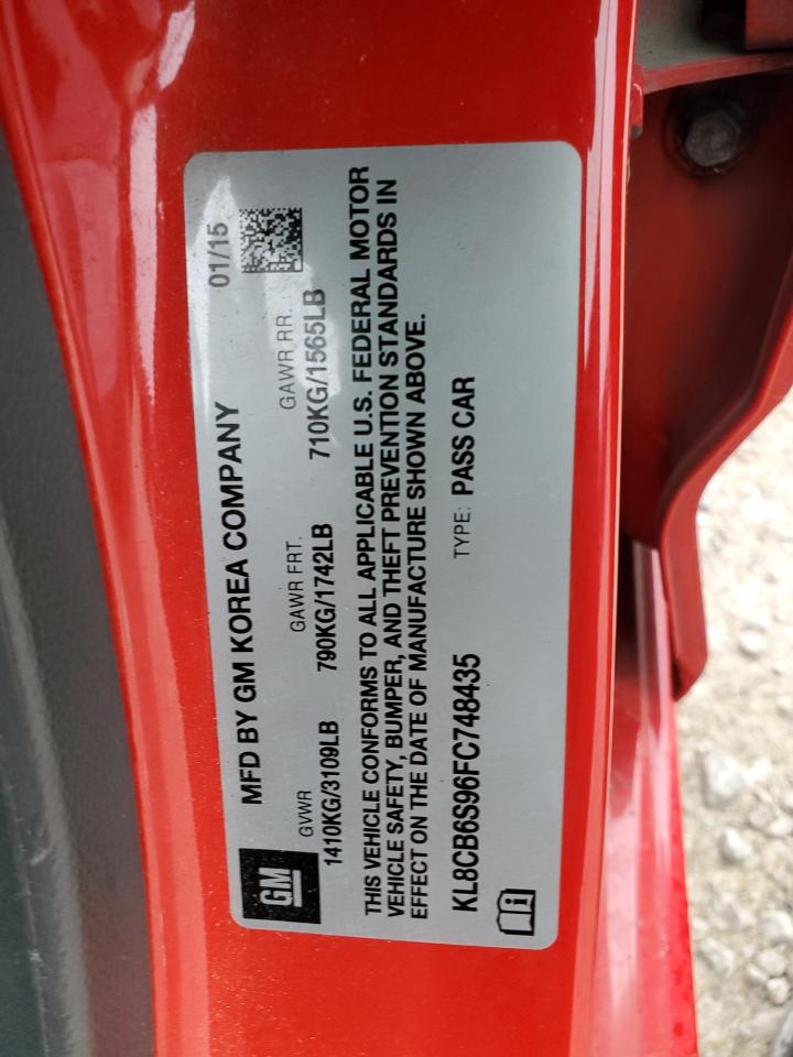 2015 Chevrolet Spark Ls VIN: KL8CB6S96FC748435 Lot: 56450825