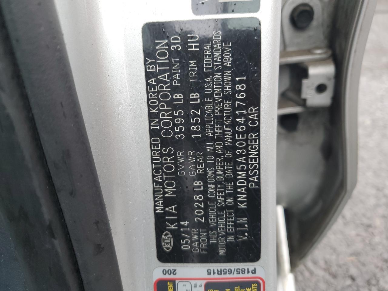 2014 Kia Rio Lx VIN: KNADM5A30E6417681 Lot: 56659365