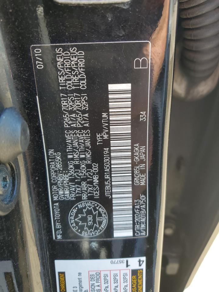 2010 Toyota 4Runner Sr5 VIN: JTEBU5JR1A5030194 Lot: 57107555