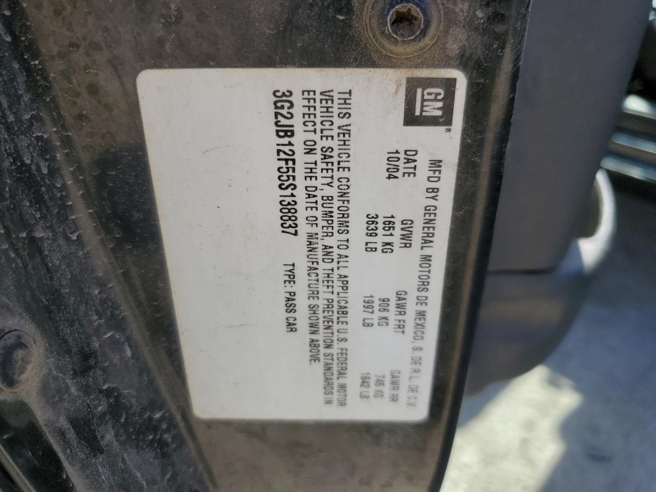 2005 Pontiac Sunfire VIN: 3G2JB12F55S138837 Lot: 56648705