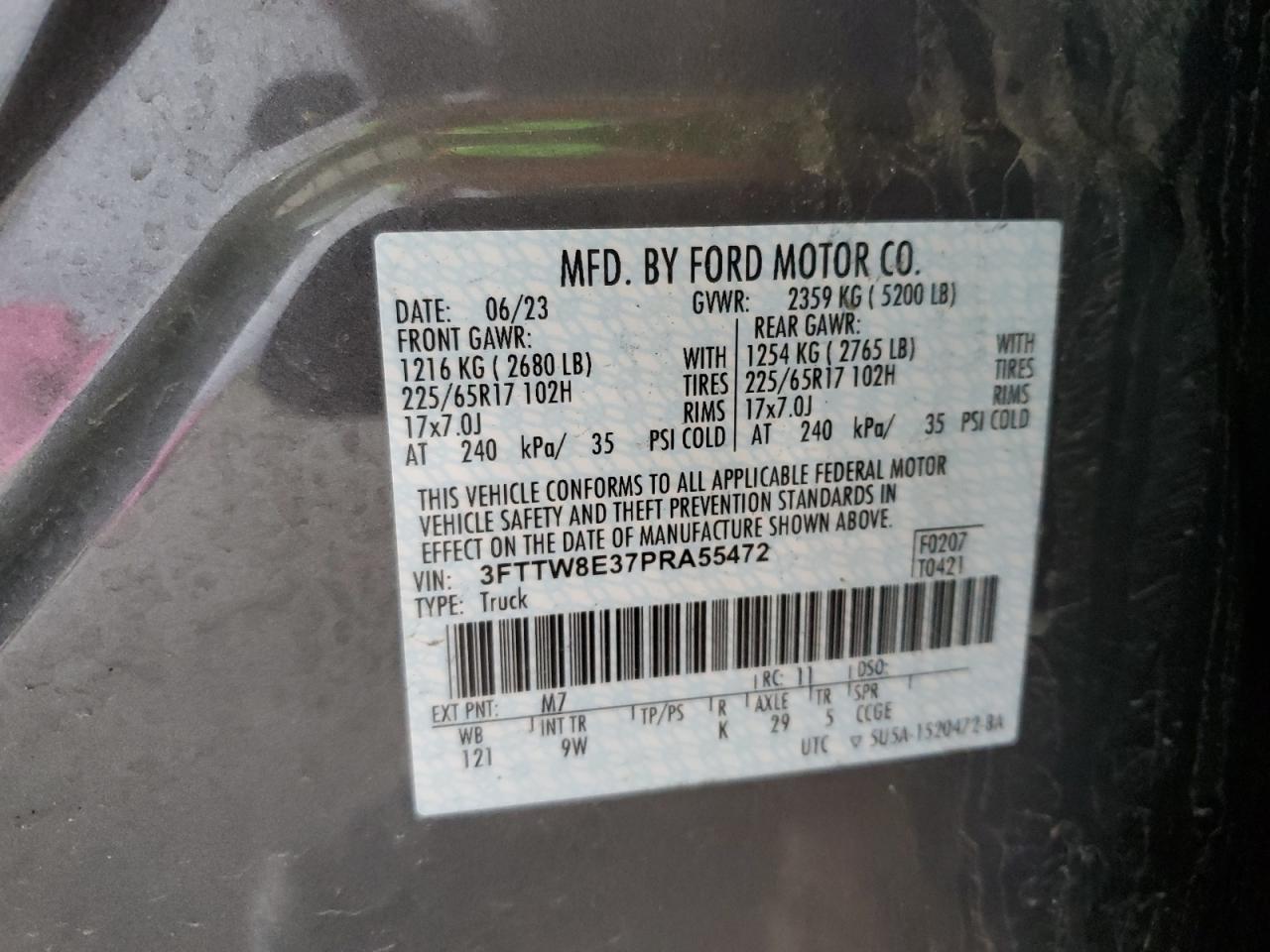 2023 Ford Maverick Xl VIN: 3FTTW8E37PRA55472 Lot: 56588415