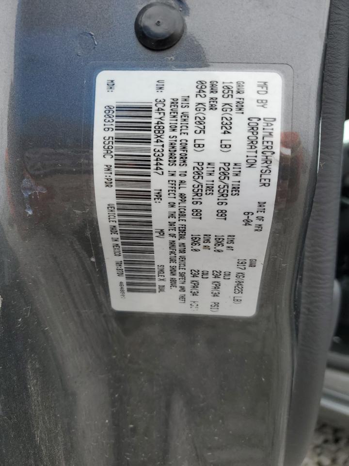 2004 Chrysler Pt Cruiser VIN: 3C4FY48BX4T334447 Lot: 58366495
