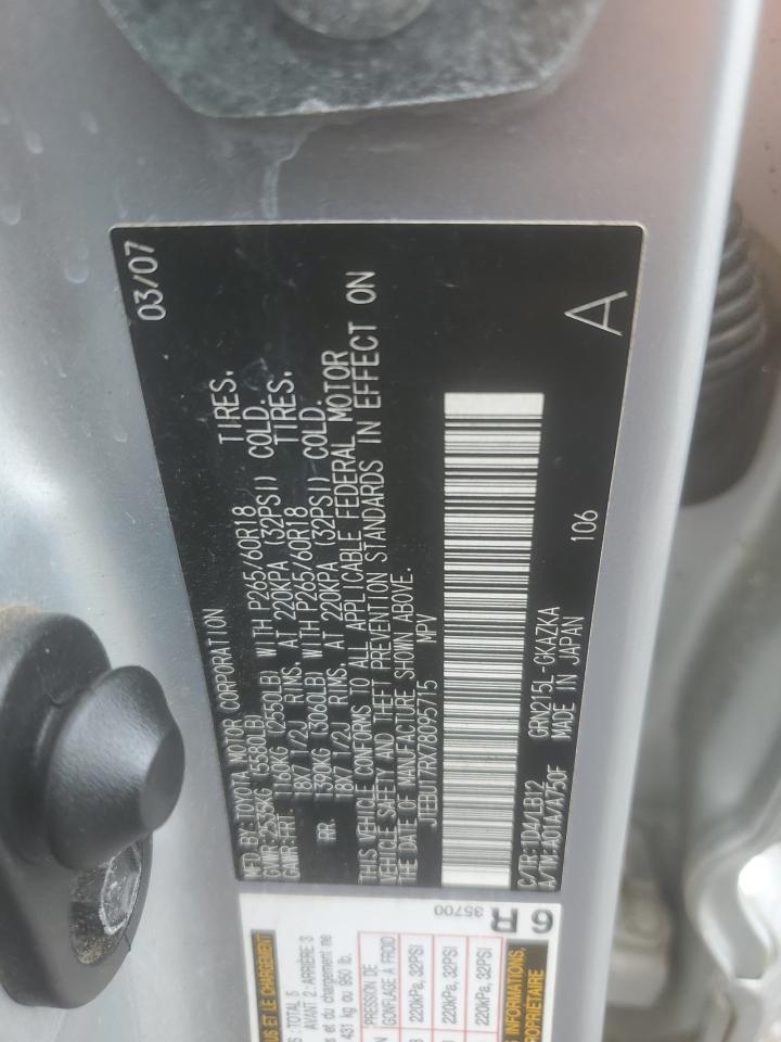 2007 Toyota 4Runner Limited VIN: JTEBU17RX78095715 Lot: 56511295