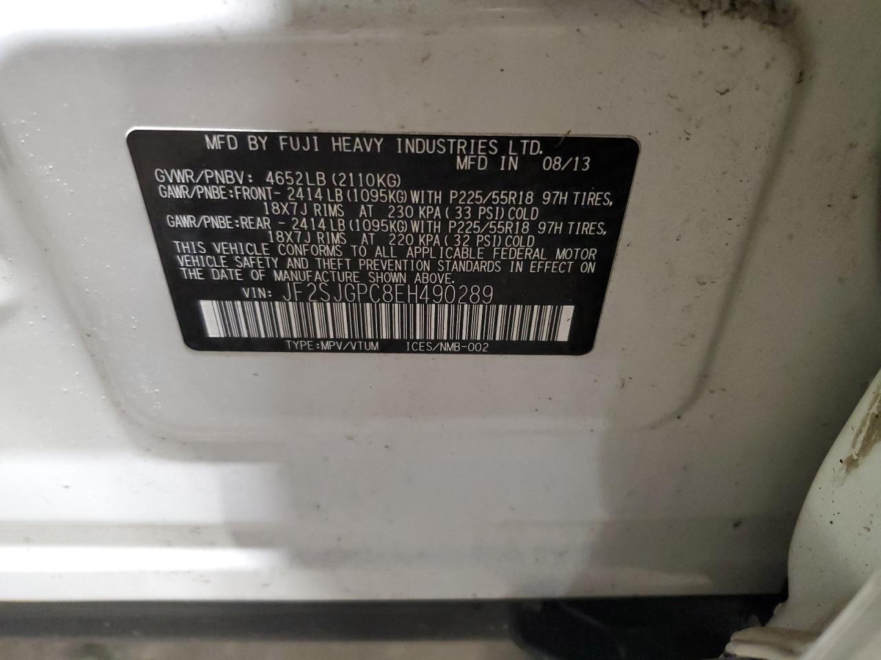 2014 Subaru Forester 2.0Xt Touring VIN: JF2SJGPC8EH490289 Lot: 56729835
