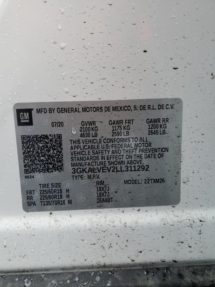 2020 GMC Terrain Slt VIN: 3GKALVEV2LL311292 Lot: 57262385