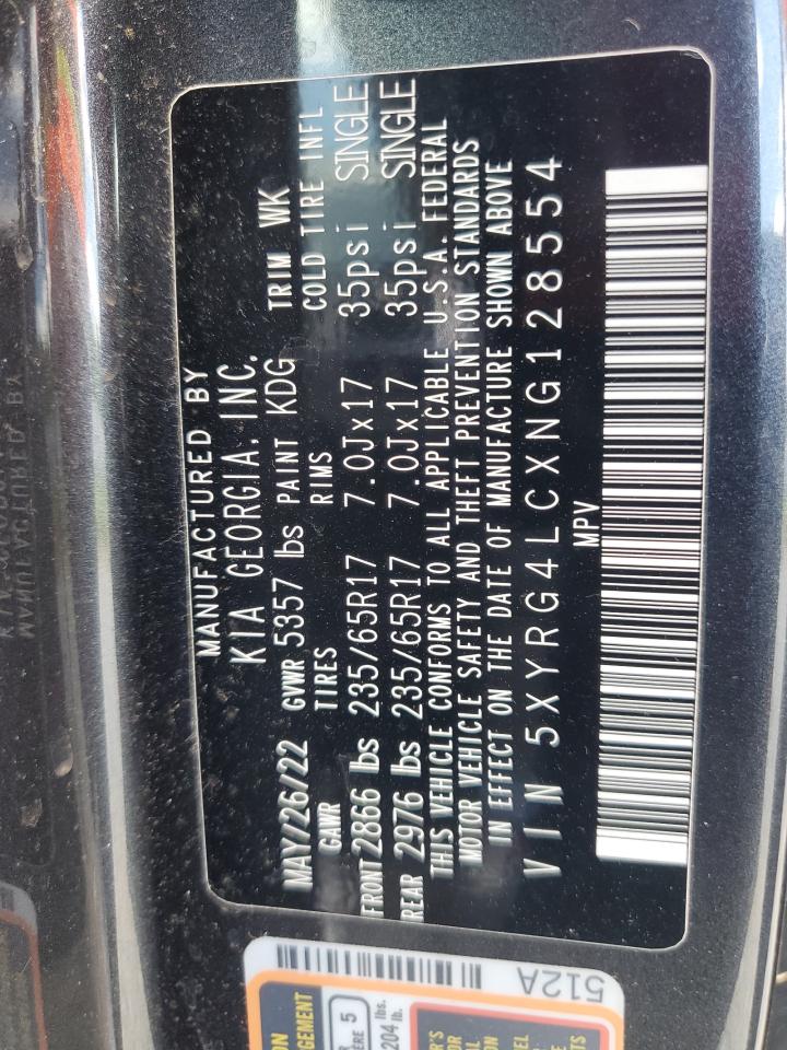 2022 Kia Sorento Lx VIN: 5XYRG4LCXNG128554 Lot: 59016305