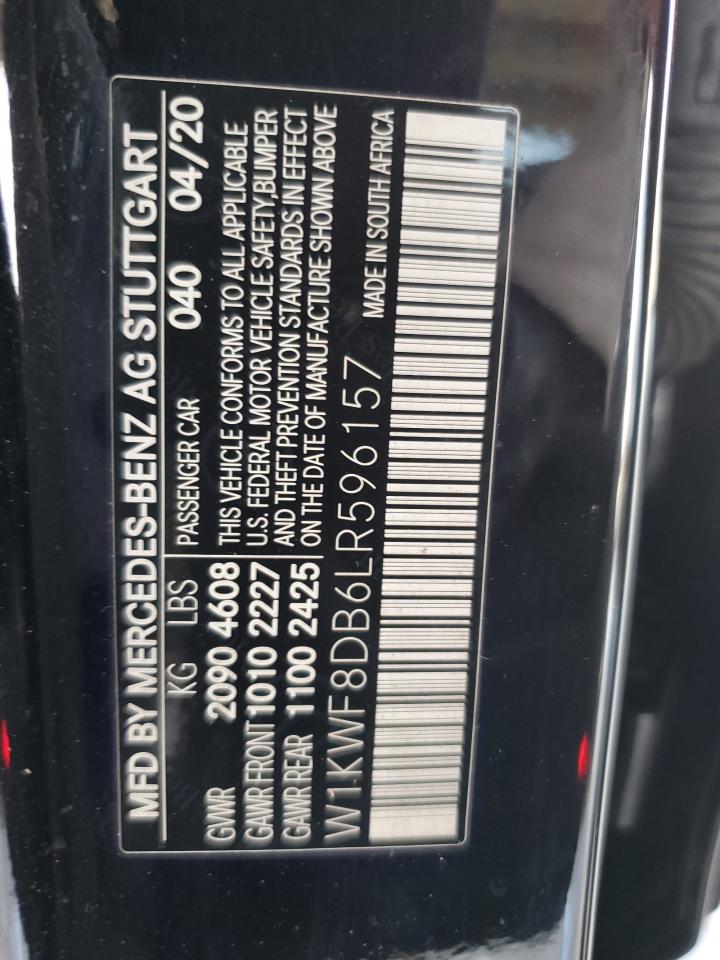 2020 Mercedes-Benz C 300 VIN: W1KWF8DB6LR596157 Lot: 56548765