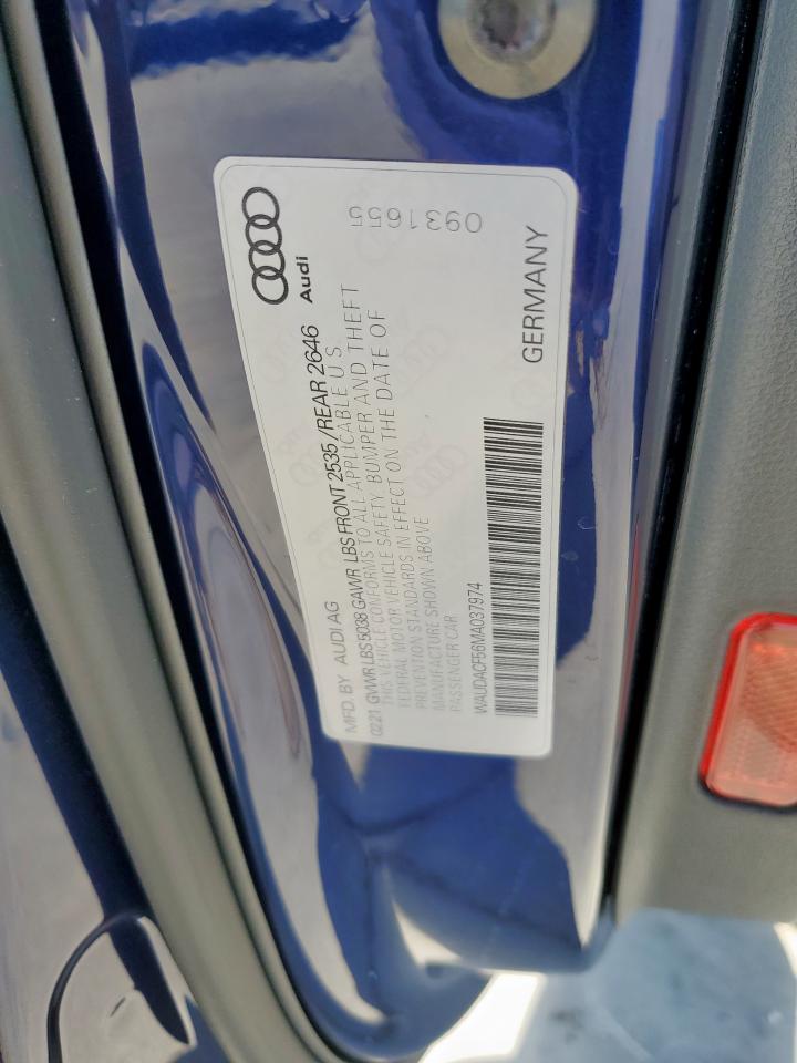2021 Audi A5 Premium 45 VIN: WAUDACF56MA037974 Lot: 55827565