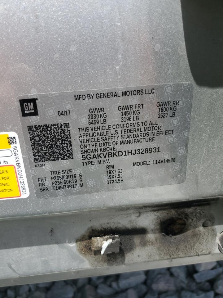 2017 Buick Enclave VIN: 5GAKVBKD1HJ328931 Lot: 54170655