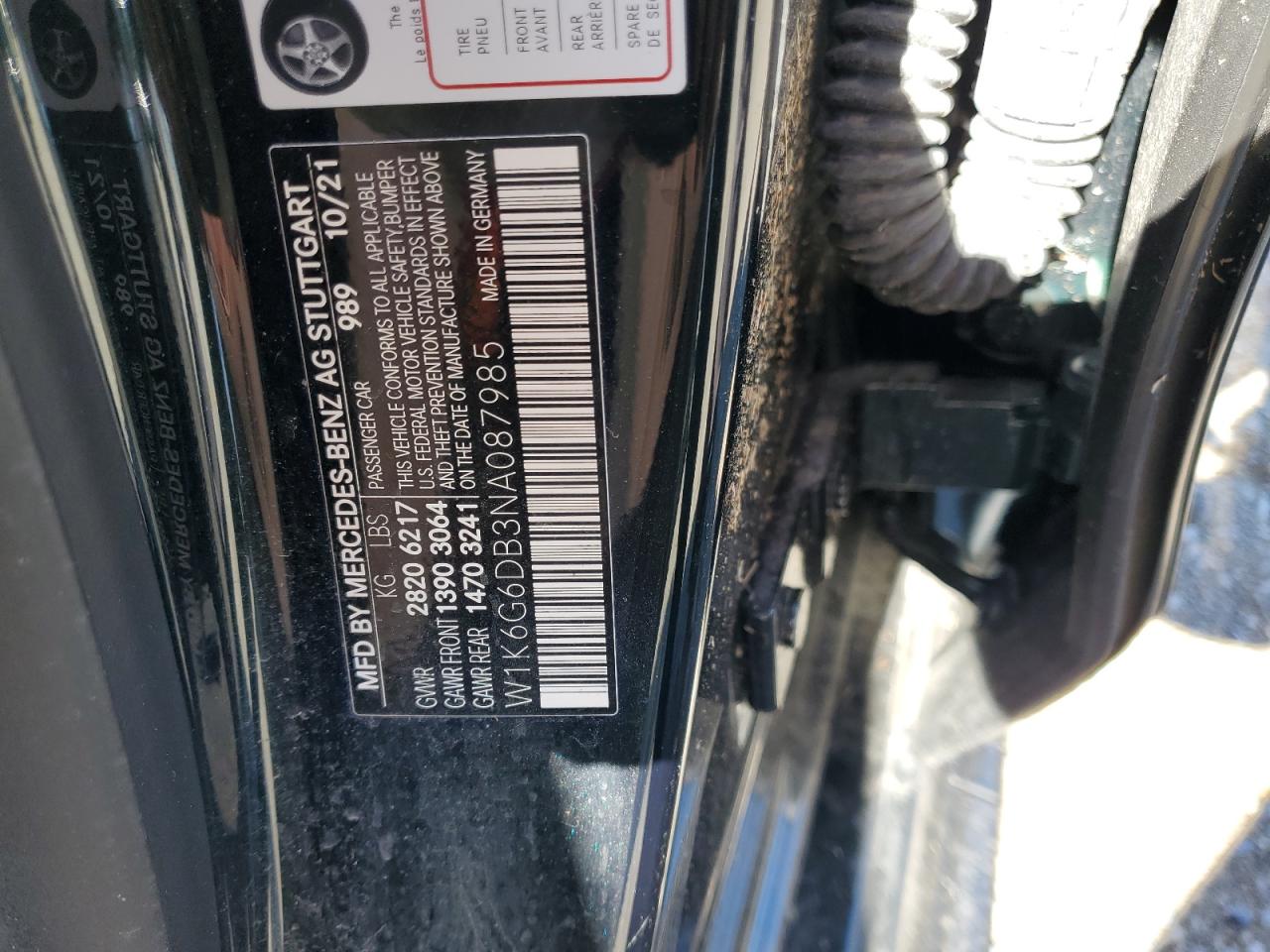 2022 Mercedes-Benz S 500 4Matic VIN: W1K6G6DB3NA087985 Lot: 56783665