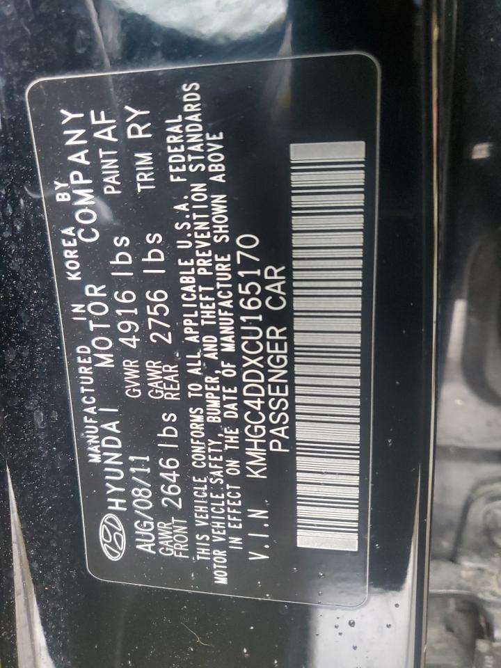 2012 Hyundai Genesis 3.8L VIN: KMHGC4DDXCU165170 Lot: 56313795
