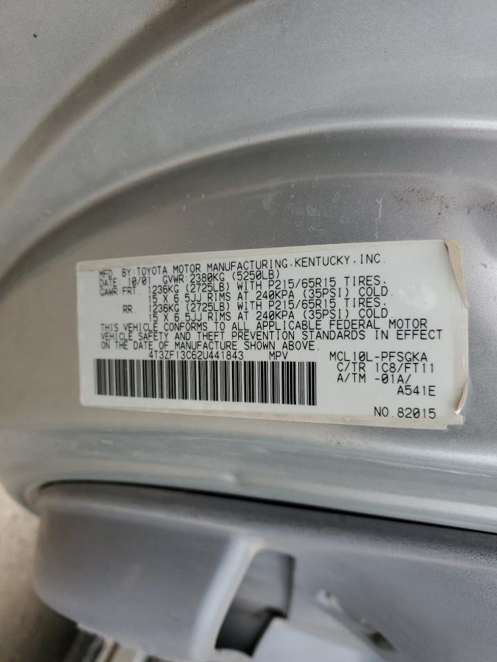 2002 Toyota Sienna Le VIN: 4T3ZF13C62U441843 Lot: 57084835