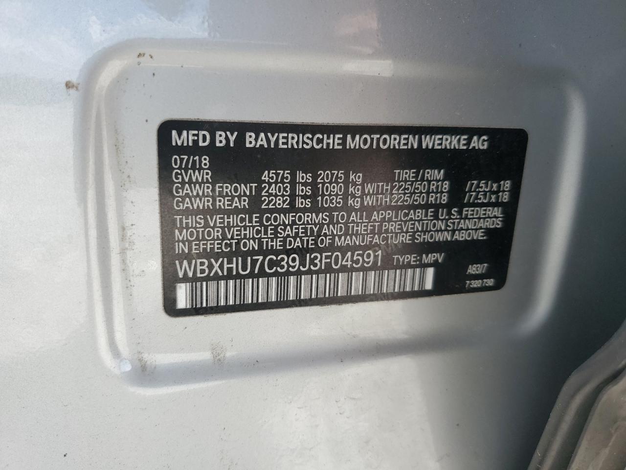2018 BMW X1 Sdrive28I VIN: WBXHU7C39J3F04591 Lot: 56824545