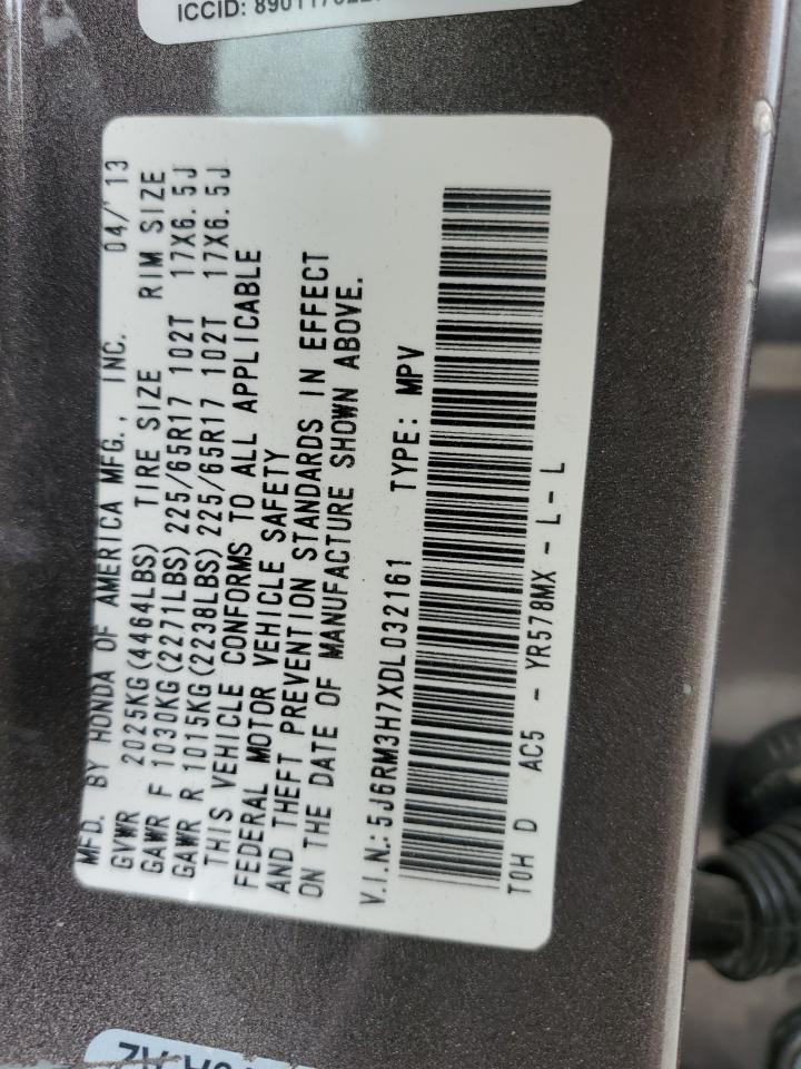 2013 Honda Cr-V Exl VIN: 5J6RM3H7XDL032161 Lot: 58791715