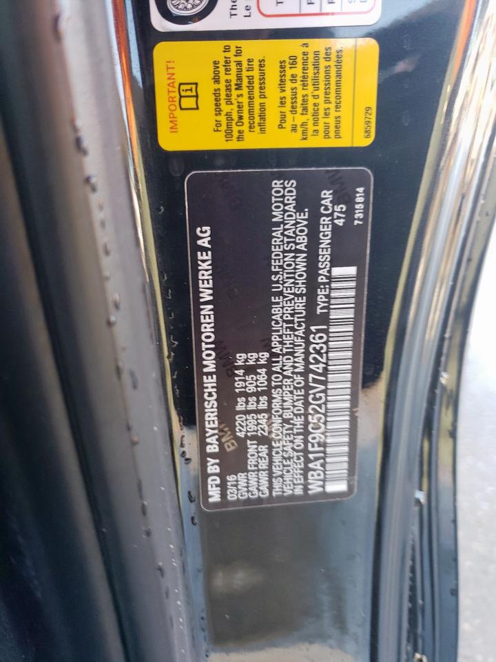 2016 BMW 228 I Sulev VIN: WBA1F9C52GV742361 Lot: 58028075