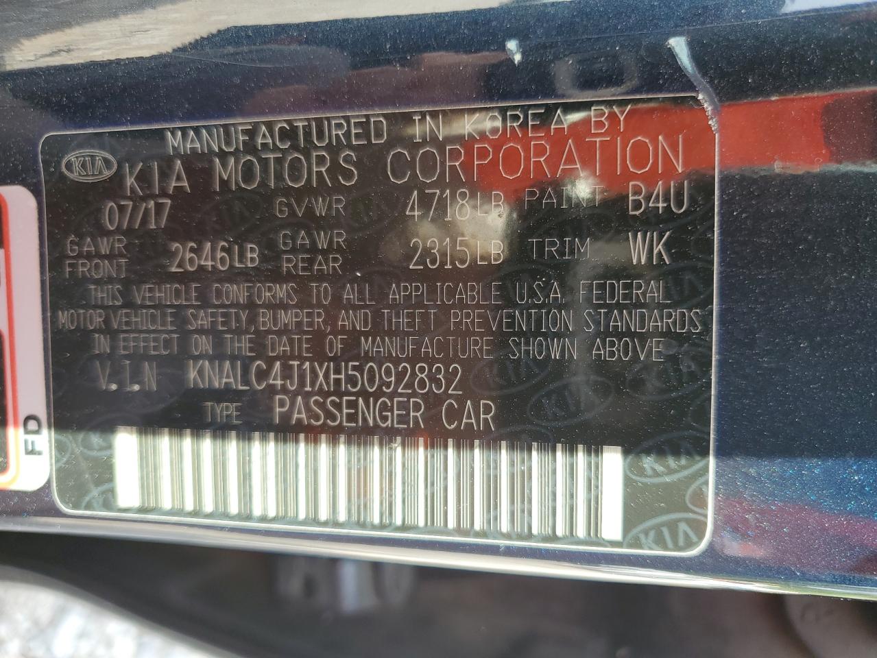 2017 Kia Cadenza Premium VIN: KNALC4J1XH5092832 Lot: 57102785