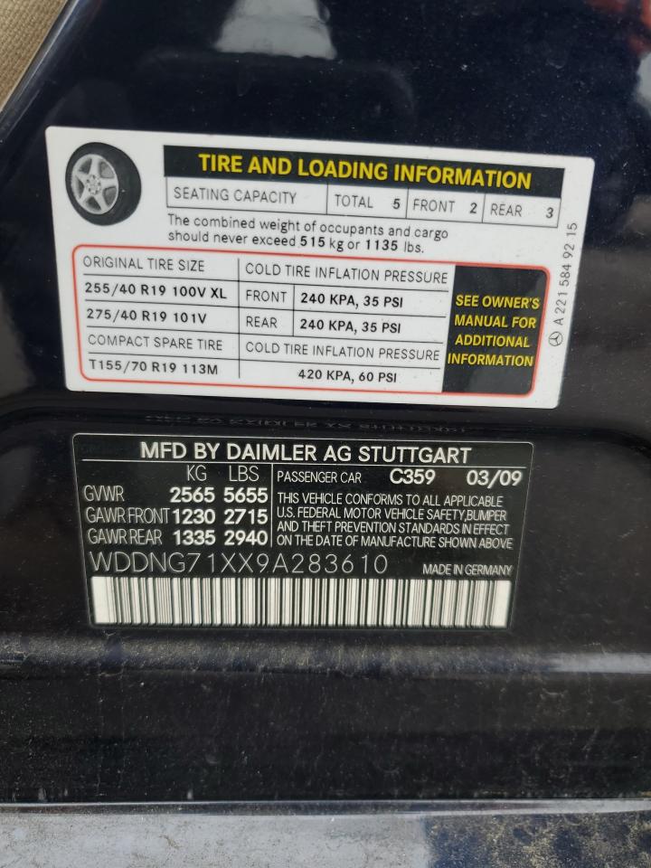 2009 Mercedes-Benz S 550 VIN: WDDNG71XX9A283610 Lot: 56968665