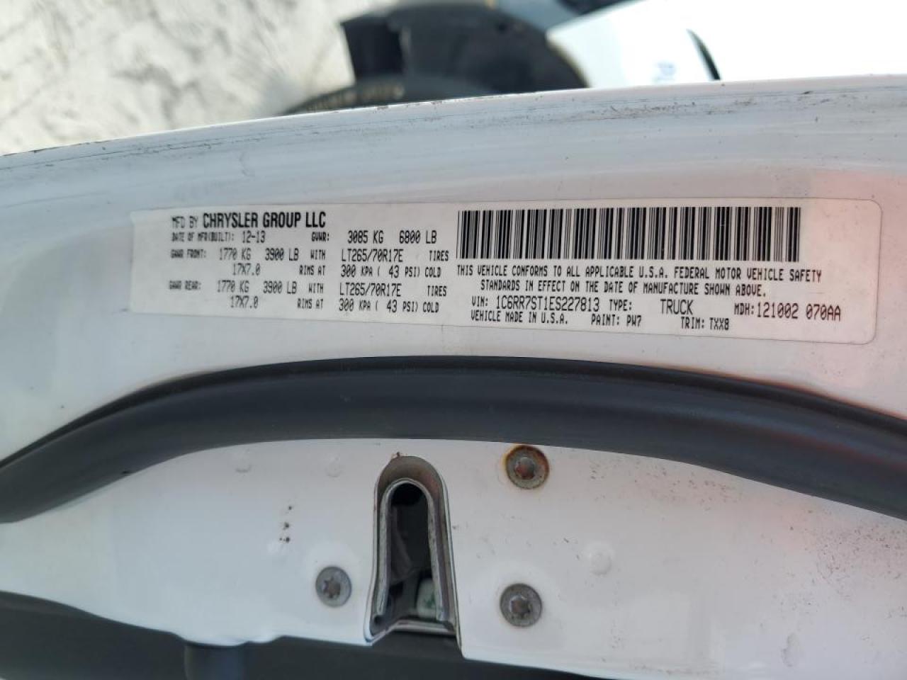 2014 Ram 1500 St VIN: 1C6RR7ST1ES227813 Lot: 47247865