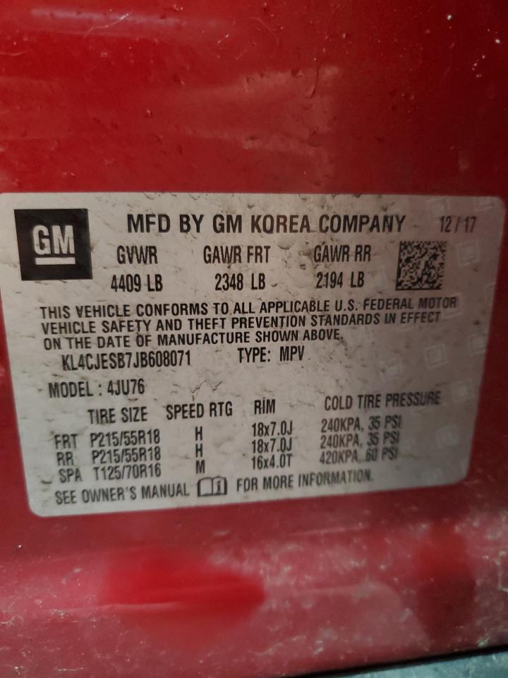 2018 Buick Encore Preferred VIN: KL4CJESB7JB608071 Lot: 58632785