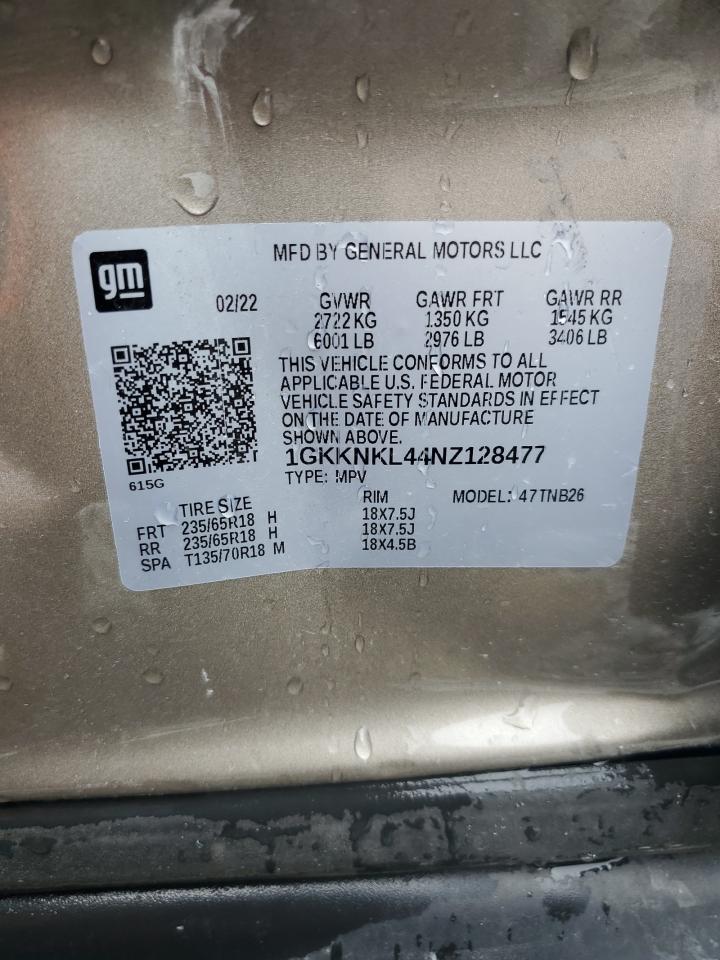 2022 GMC Acadia Sle VIN: 1GKKNKL44NZ128477 Lot: 56884395