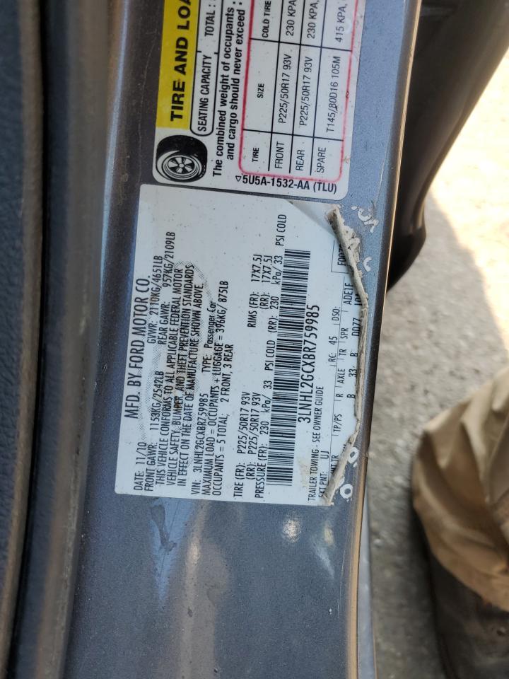 2011 Lincoln Mkz VIN: 3LNHL2GCXBR759985 Lot: 57068065