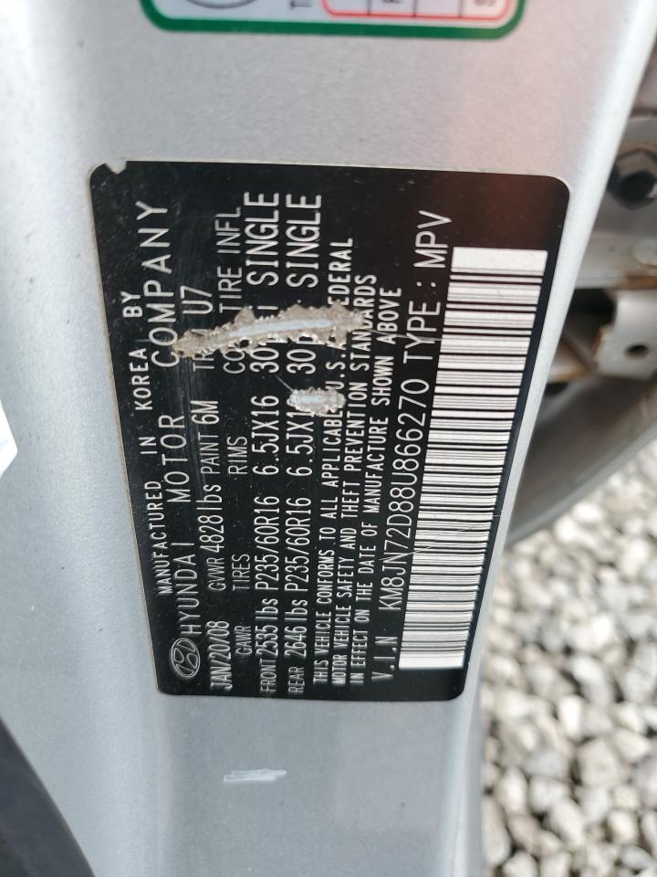 2008 Hyundai Tucson Se VIN: KM8JN72D88U866270 Lot: 56294405