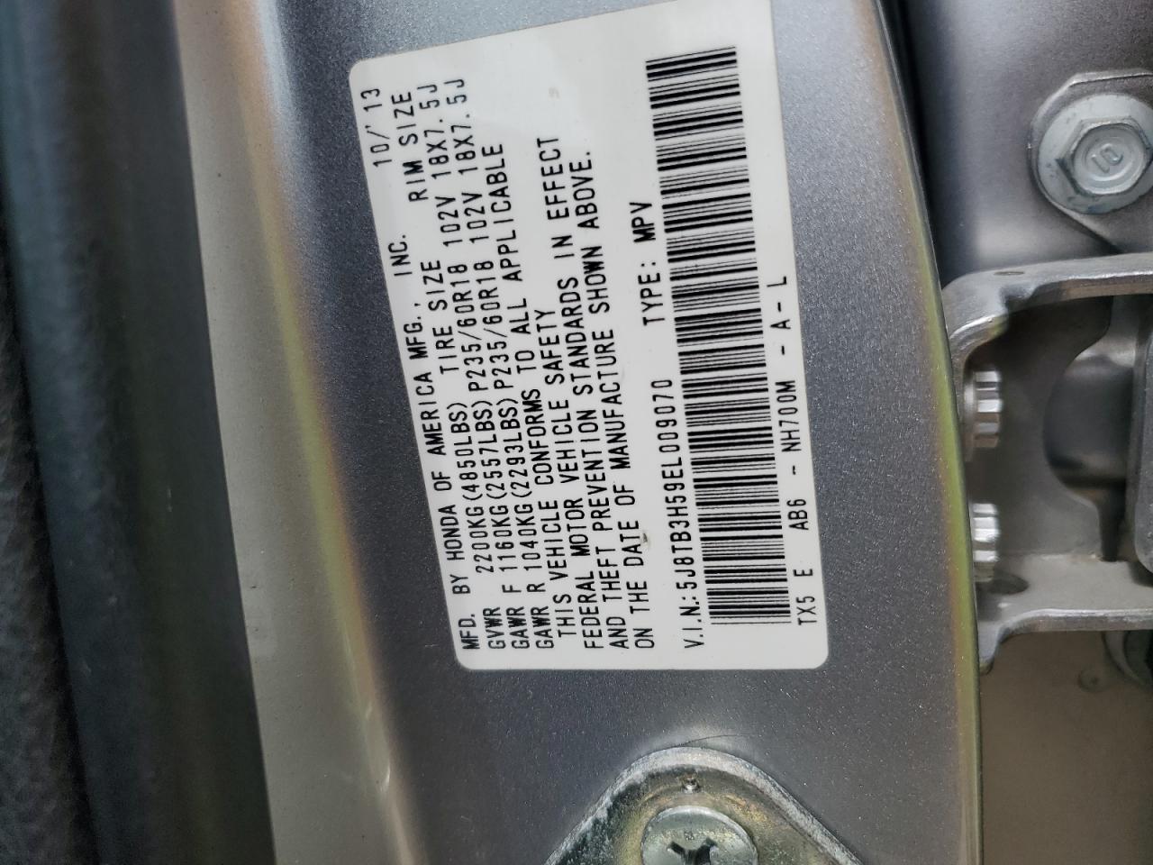 2014 Acura Rdx Technology VIN: 5J8TB3H59EL009070 Lot: 58582835