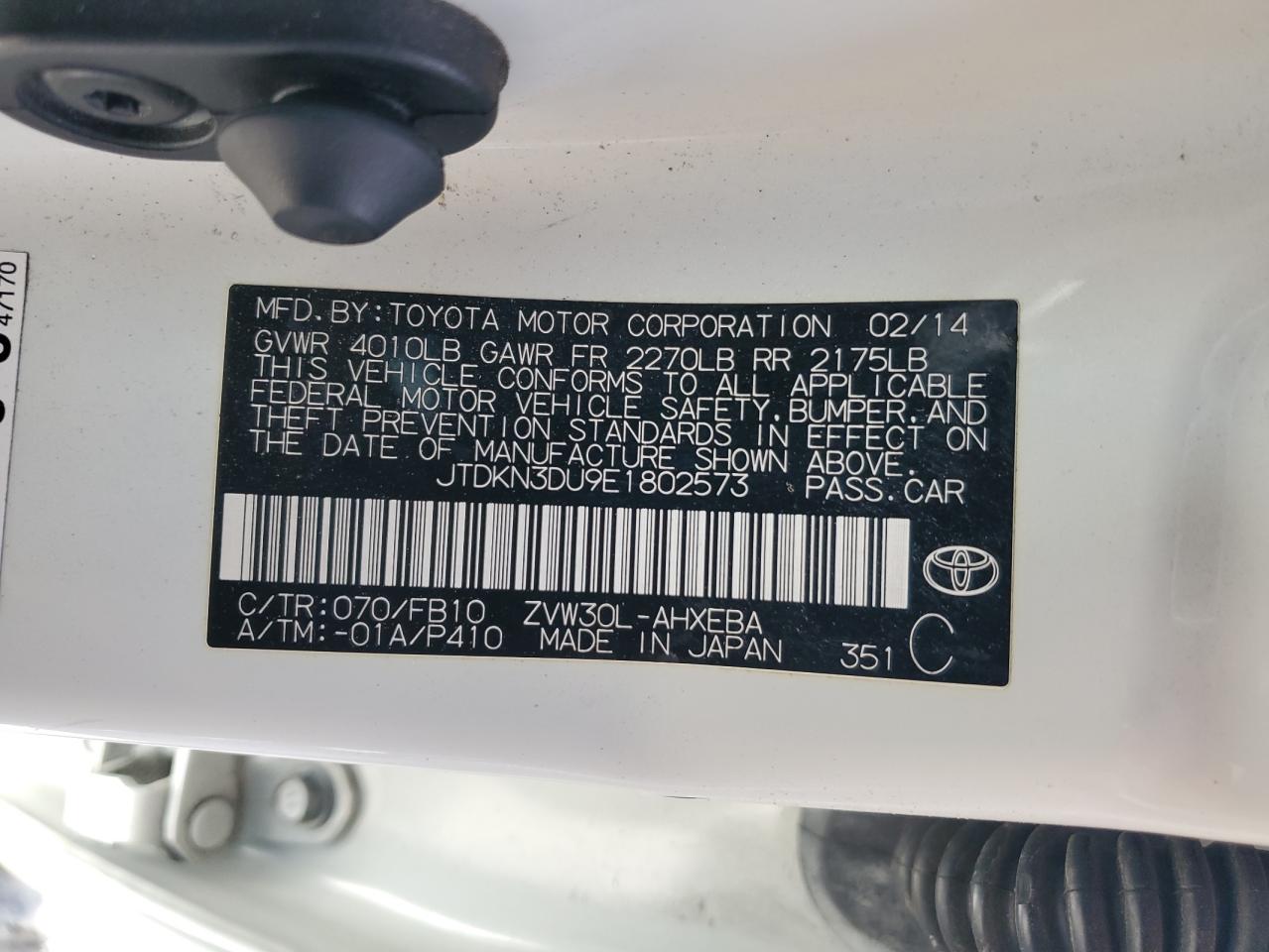 2014 Toyota Prius VIN: JTDKN3DU9E1802573 Lot: 56900045