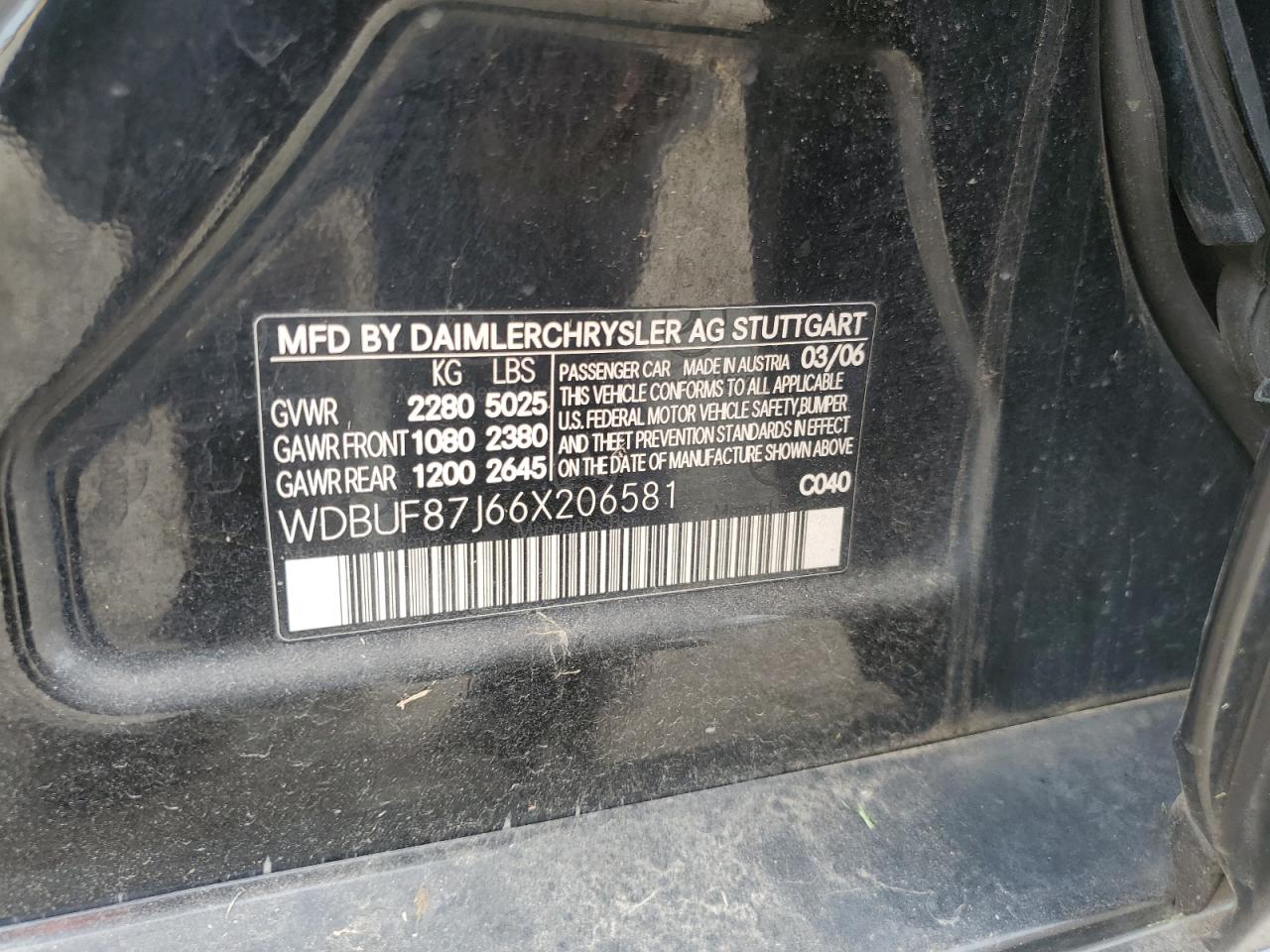 2006 Mercedes-Benz E 350 4Matic VIN: WDBUF87J66X206581 Lot: 56090185