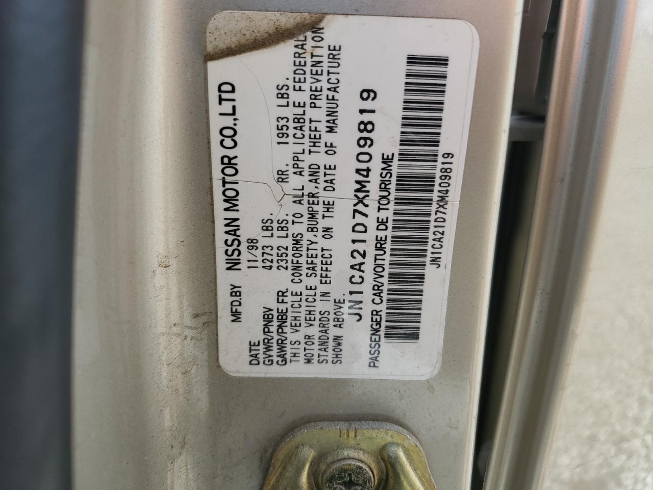 1999 Nissan Maxima Gle VIN: JN1CA21D7XM409819 Lot: 56828065