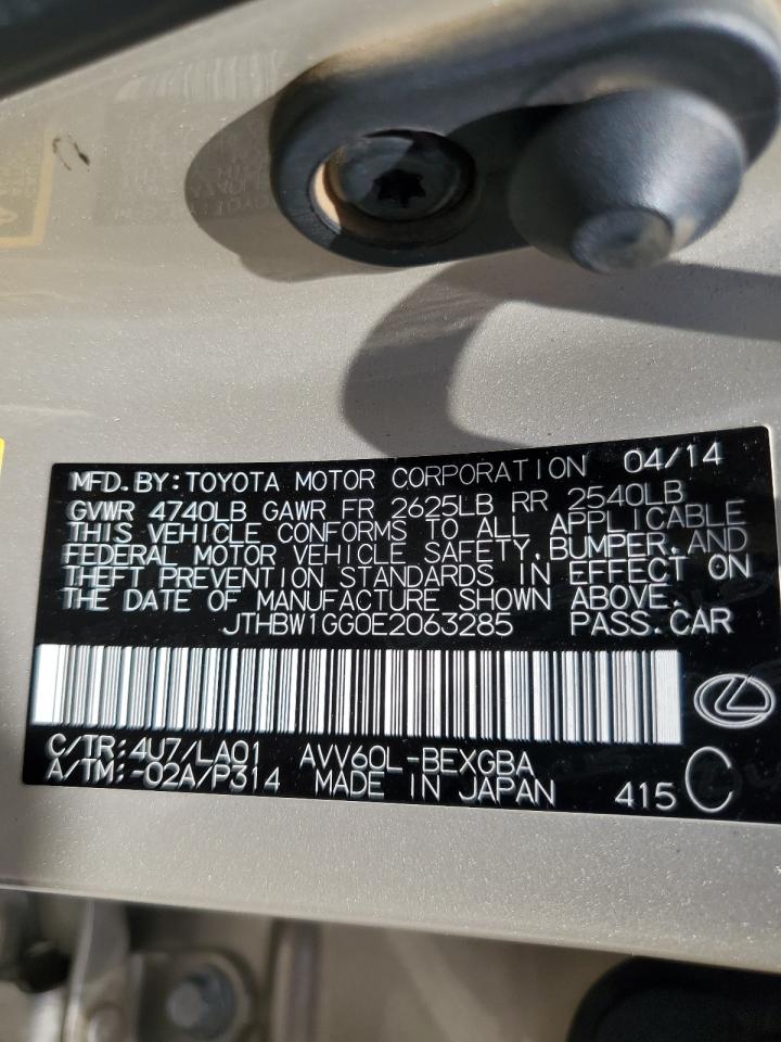 2014 Lexus Es 300H VIN: JTHBW1GG0E2063285 Lot: 59202665