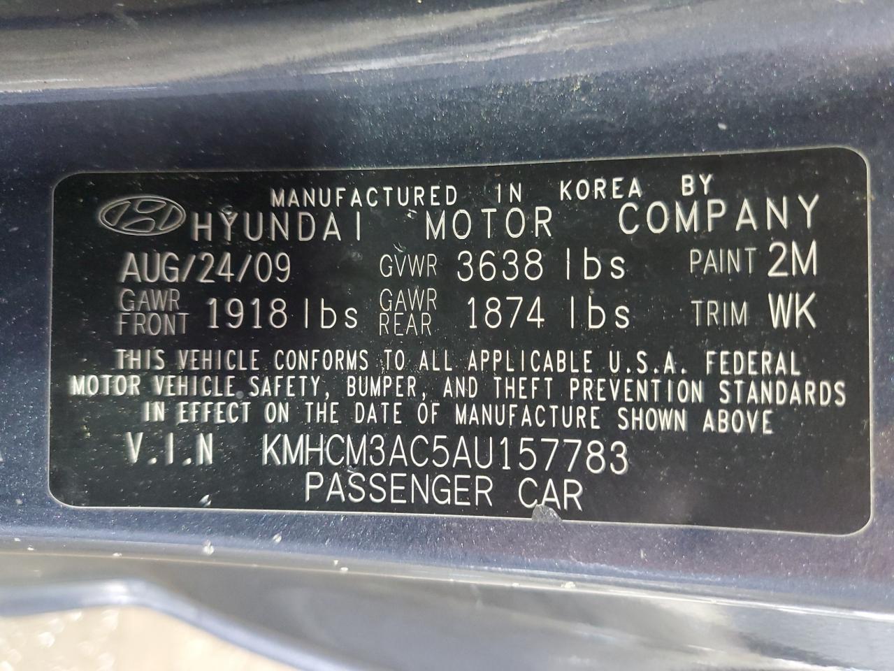 2010 Hyundai Accent Blue VIN: KMHCM3AC5AU157783 Lot: 56324555