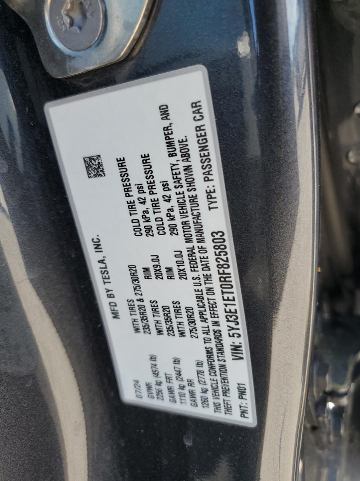 2024 Tesla Model 3 VIN: 5YJ3E1ET0RF825803 Lot: 56737515