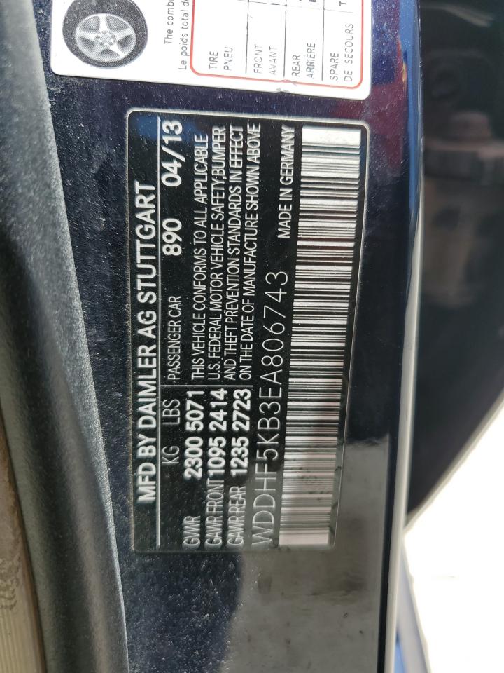 2014 Mercedes-Benz E 350 VIN: WDDHF5KB3EA806743 Lot: 57097975