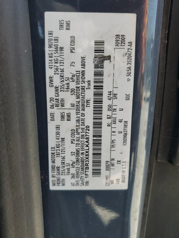 2020 Ford Transit T-250 VIN: 1FTBR3X8XLKA87720 Lot: 56279785