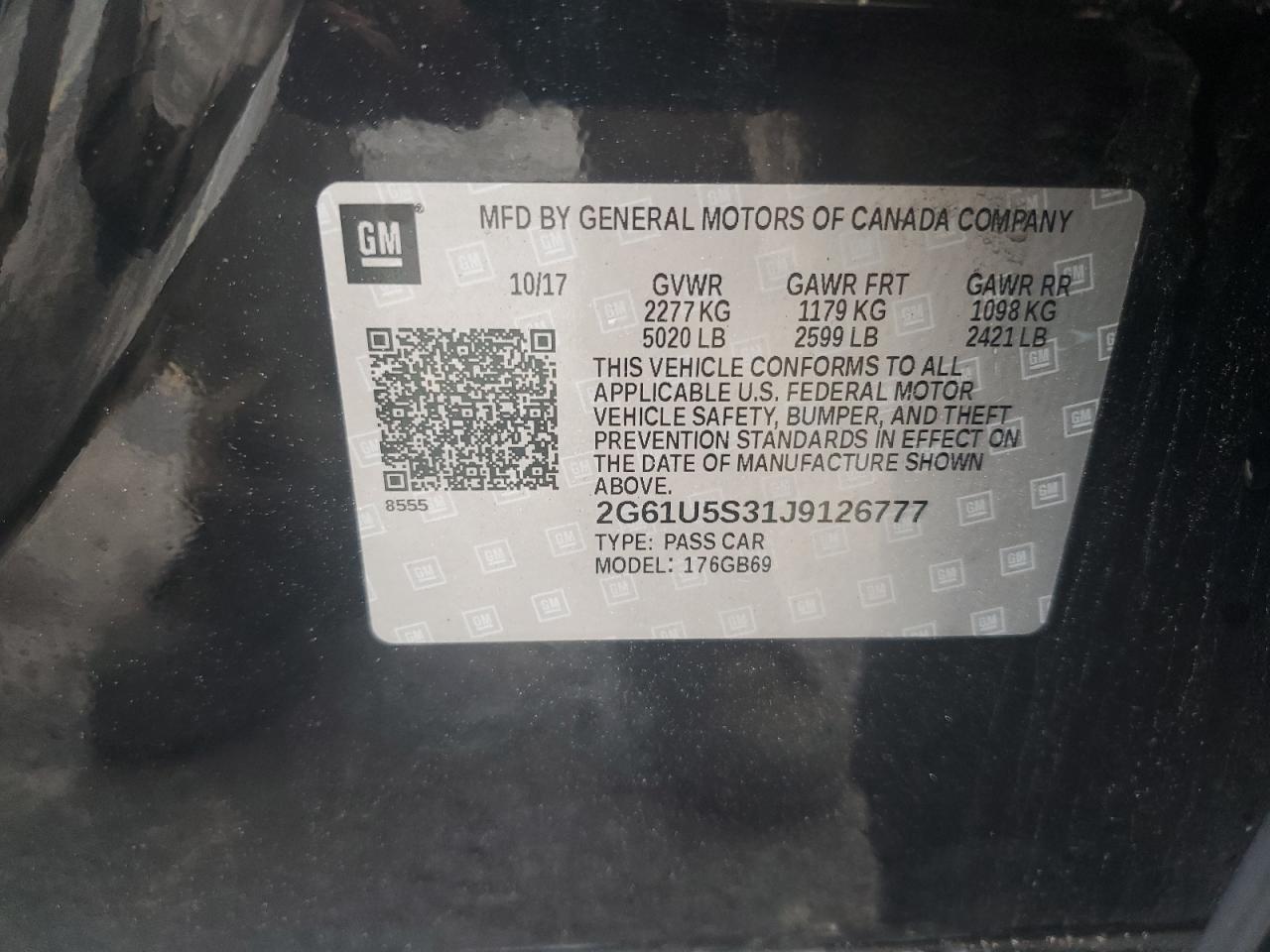 2018 Cadillac Xts VIN: 2G61U5S31J9126777 Lot: 56658545