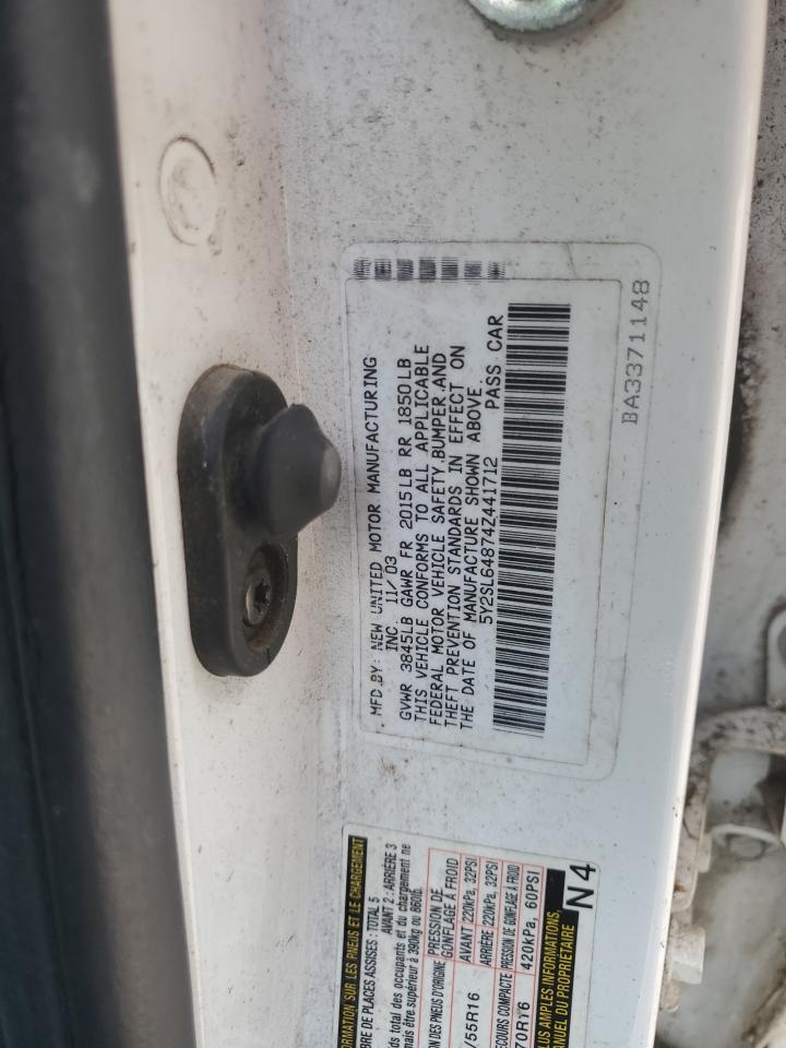 2004 Pontiac Vibe VIN: 5Y2SL64874Z441712 Lot: 57106215