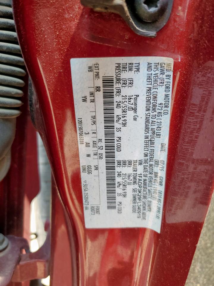 2015 Ford Focus Se VIN: 1FADP3K29FL340919 Lot: 57096985
