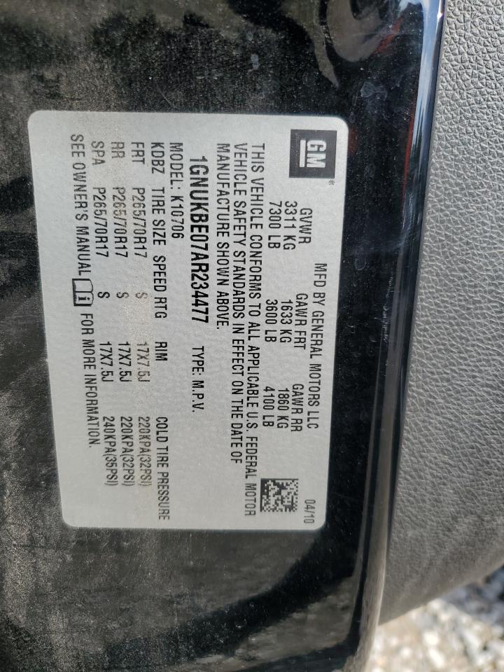 2010 Chevrolet Tahoe K1500 Lt VIN: 1GNUKBE07AR234477 Lot: 57039625
