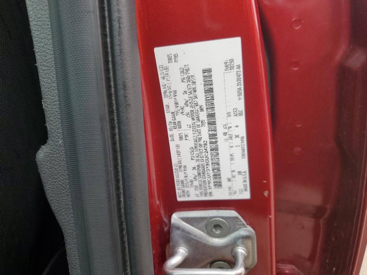 2016 Ford Escape Se VIN: 1FMCU0GX8GUC24782 Lot: 56877095